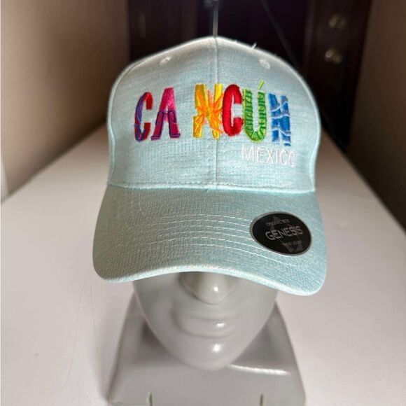 Cancun Mexico Hat Cap Strap Back Mens Blue Adjustable Logo - Picture 1 of 12